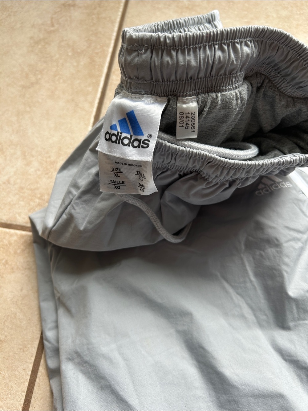 Vintage adidas Gray Track windbreaker Pants with White Side Stripes - Picture 2 of 7